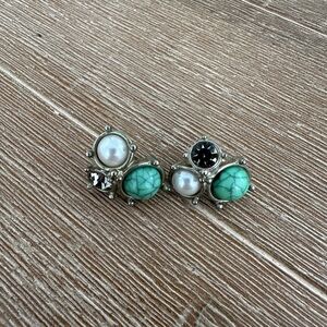 Anthropologie Silver Turquoise Stud Earrings